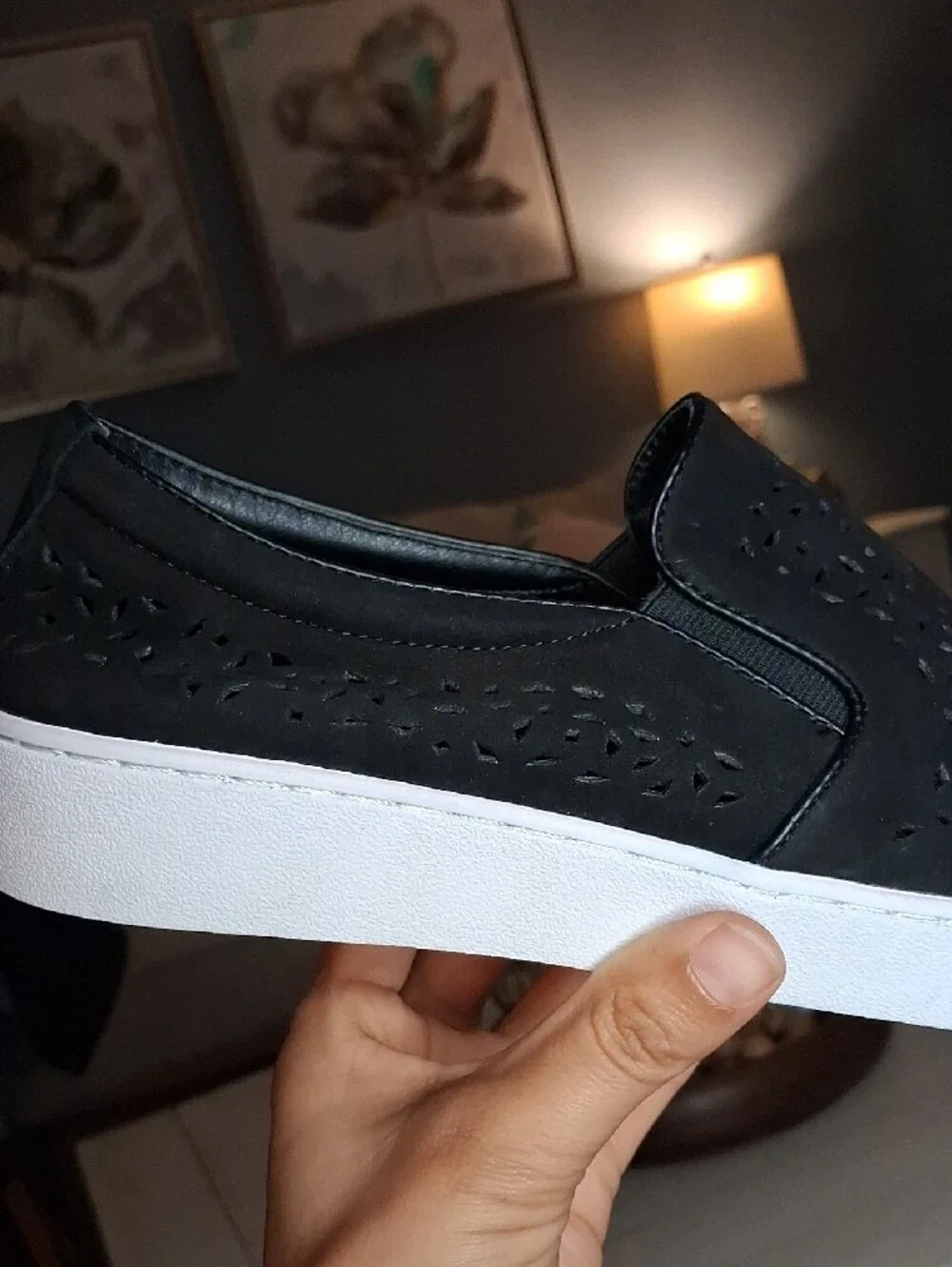 Vionic Splendid Midi Perfc Black Perforated Slip-On Sneaker Size 9